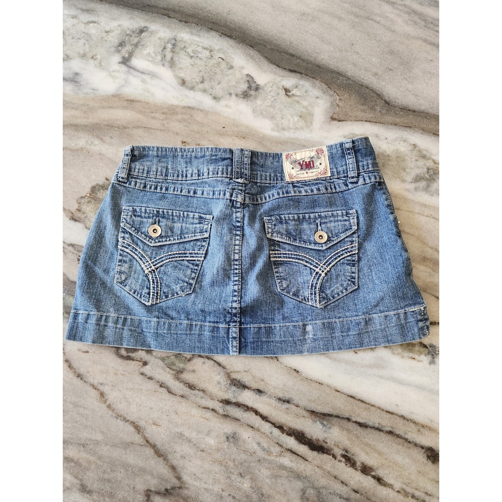 VTG Y2K YMI Jeans Women Blue Denim Mini Skirt Low Rise Size 3